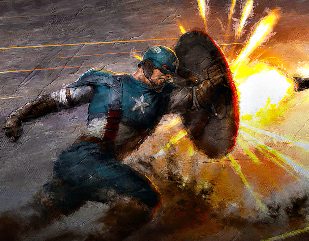 Comic Book Heroes Art - Captain America - Captain America Flash painting for sale Capt1