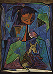Angel Botello Girl and dog oil painting reproduction