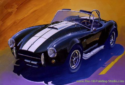 Transport Art - Automobile Art - Green Cobra painting for sale Auto27