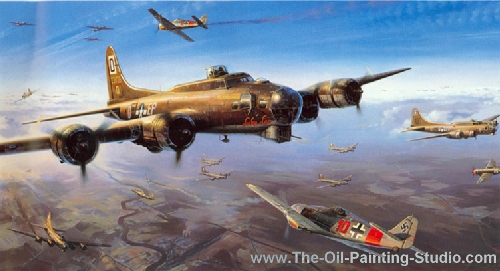 Transport Art - Aviation Art - First Strike On Berlin painting for sale Avi1