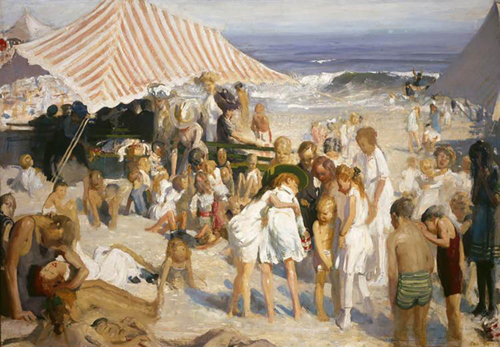 George Bellows Beach at Coney Island oil painting reproduction