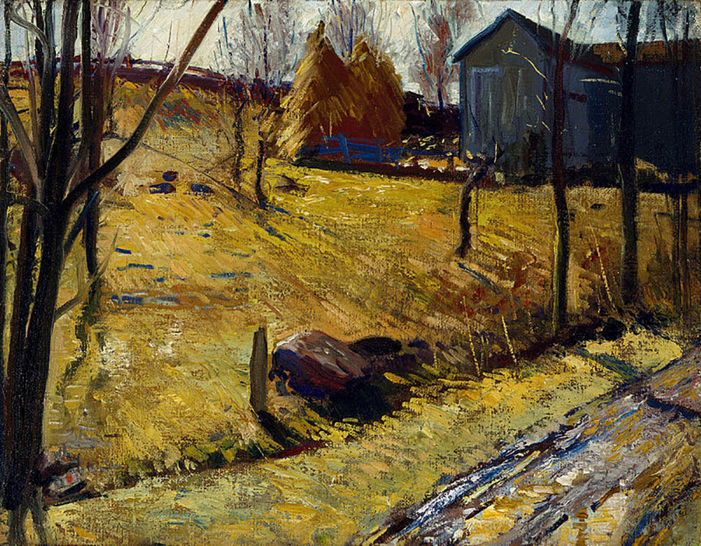 George Bellows Haystacks and Barn, 1909 oil painting reproduction