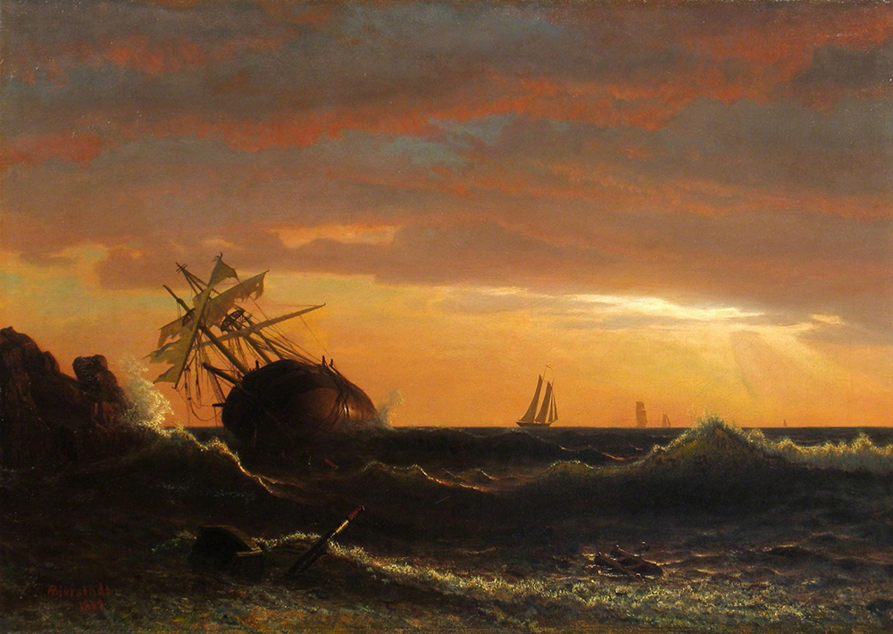 Albert Bierstadt Beached Ship (1859) oil painting reproduction