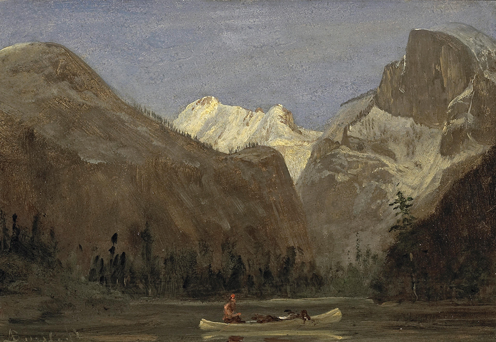 Albert Bierstadt Boating through Yosemite Valley with Half Dome in the Distance oil painting reproduction