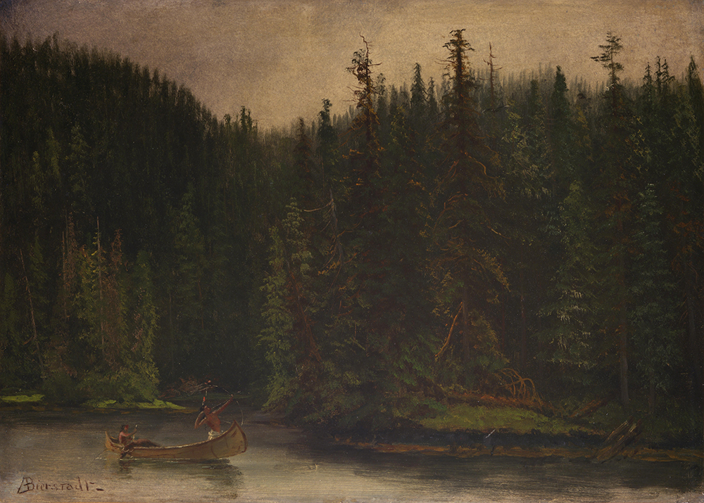 Albert Bierstadt Indian Hunters in Canoe oil painting reproduction
