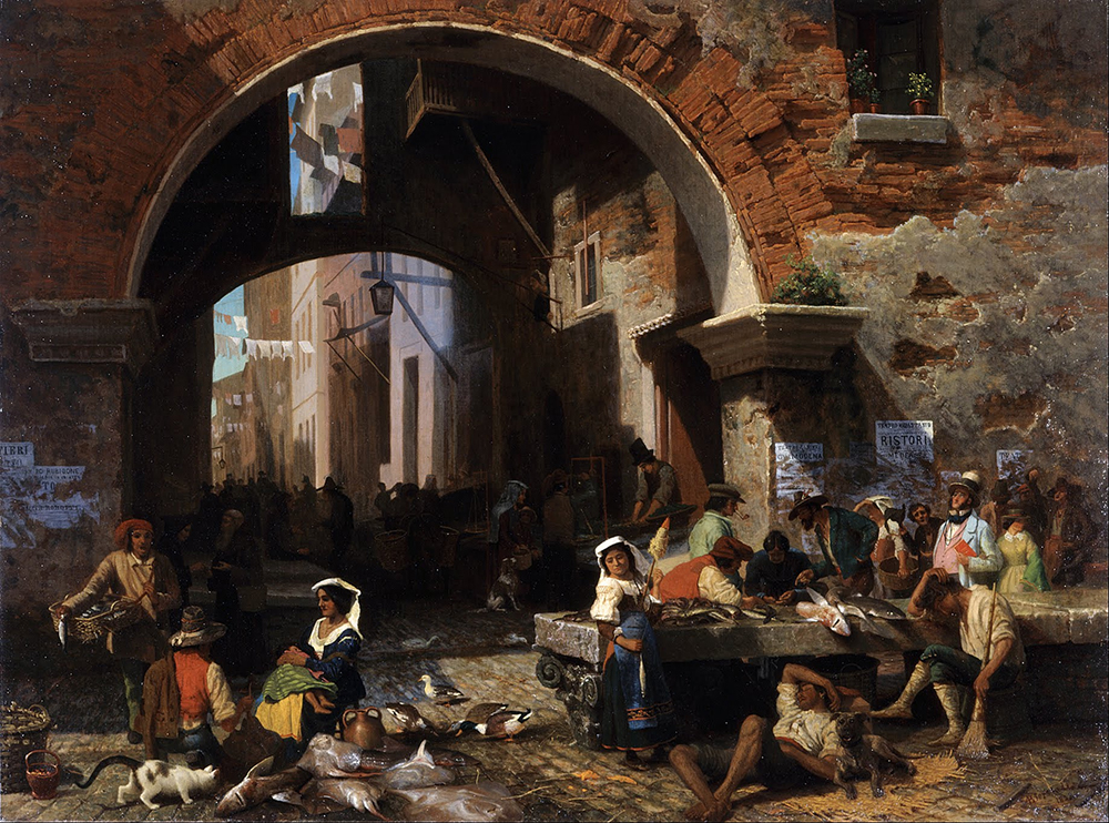 Albert Bierstadt Roman Fish Market. Arch of Octavius oil painting reproduction