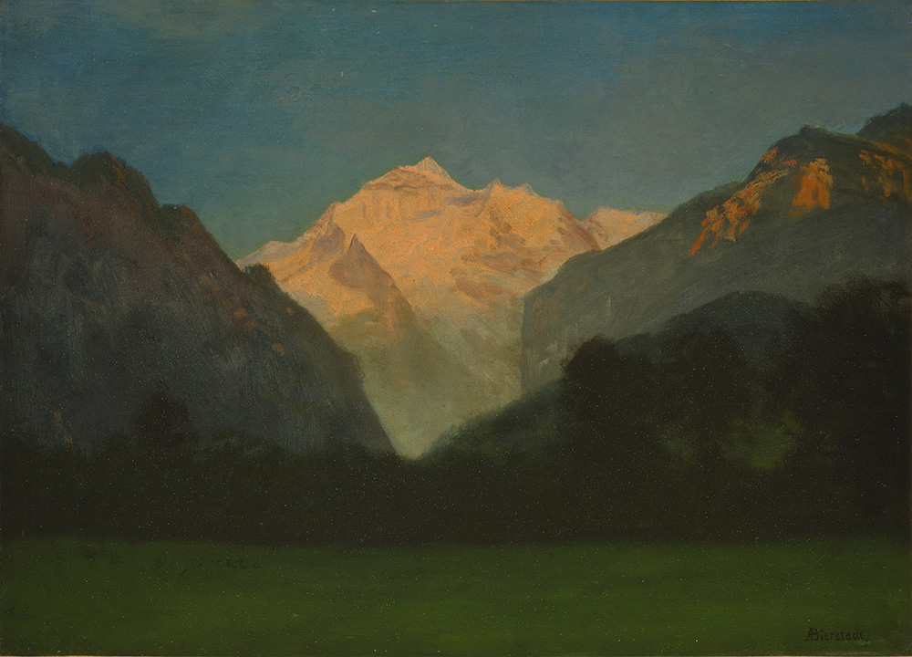 Albert Bierstadt View of Glacier Park or Sunset on Peak oil painting reproduction