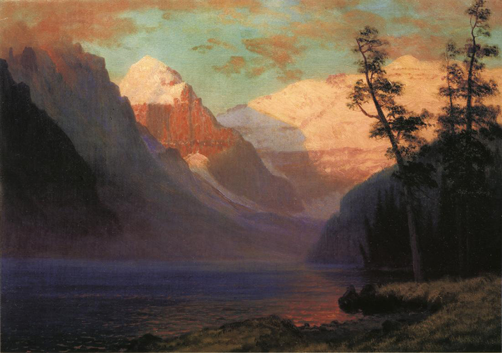 Albert Bierstadt Evening Glow Lake Louise oil painting reproduction