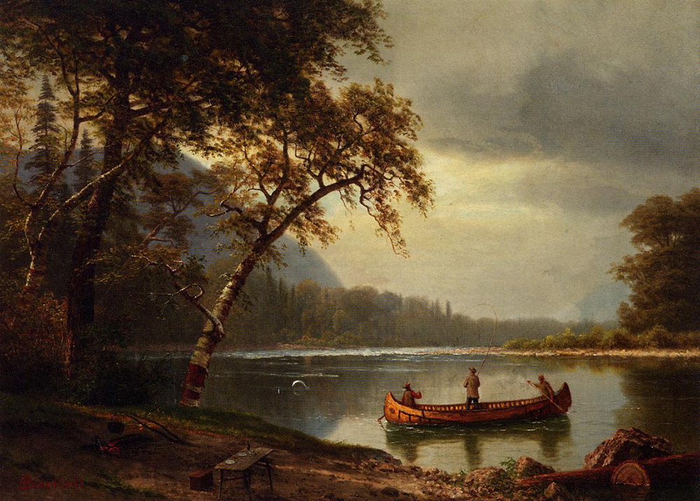 Albert Bierstadt Salmon Fishing on the Cascapediac River oil painting reproduction