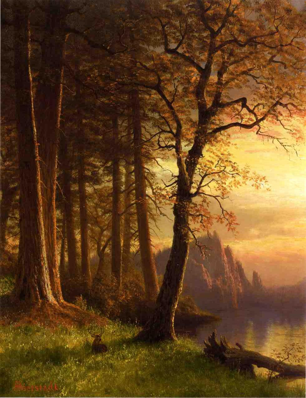 Albert Bierstadt Sunset in California Yosemite oil painting reproduction