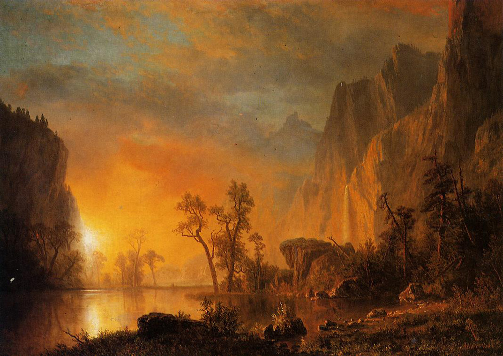 Albert Bierstadt Sunset in the Rockies oil painting reproduction