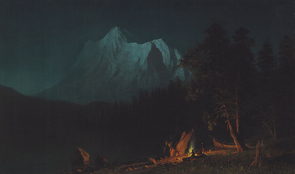 Albert Bierstadt Mountainous Landscape Moonlight 1871  oil painting reproduction