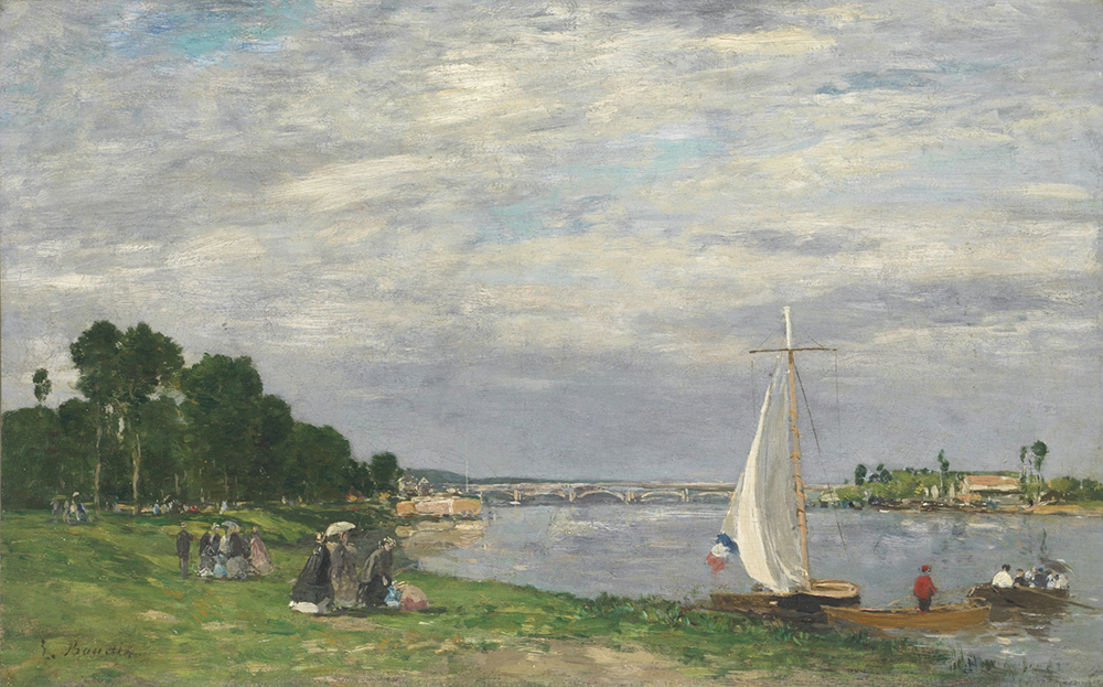 Eugene Boudin Argenteuil, Walking on the River Bank, 1866 oil painting reproduction