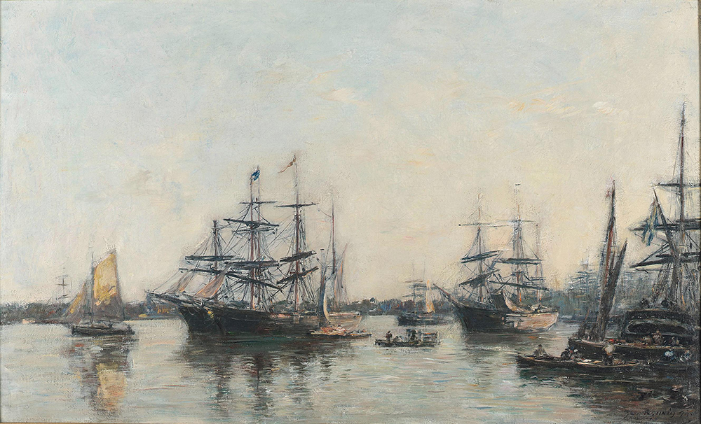 Eugene Boudin Bordeaux, Boats on the Garonne, 1874 oil painting reproduction