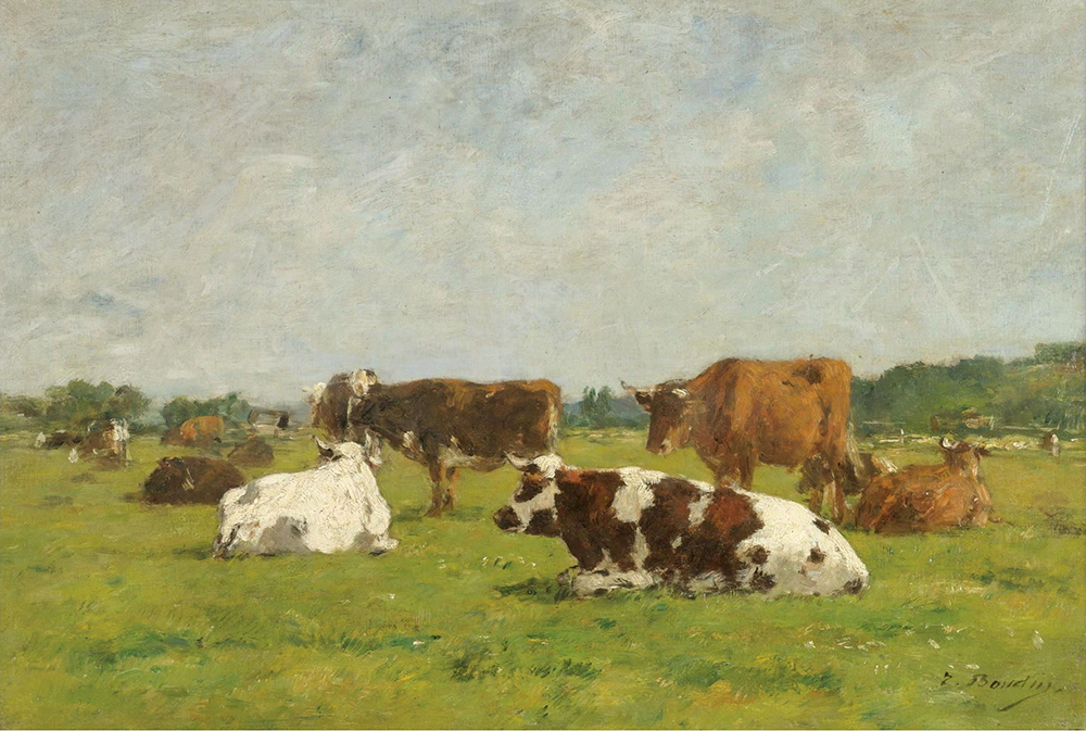 Eugene Boudin Cows at the Pasture, 1880-85 01 oil painting reproduction