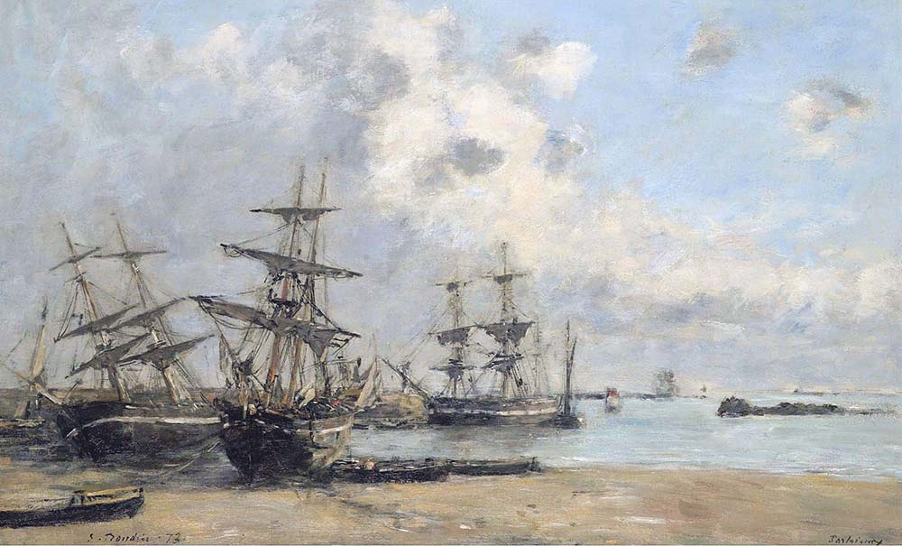 Eugene Boudin Portrieux, Vessels in the Port, 1873 oil painting reproduction
