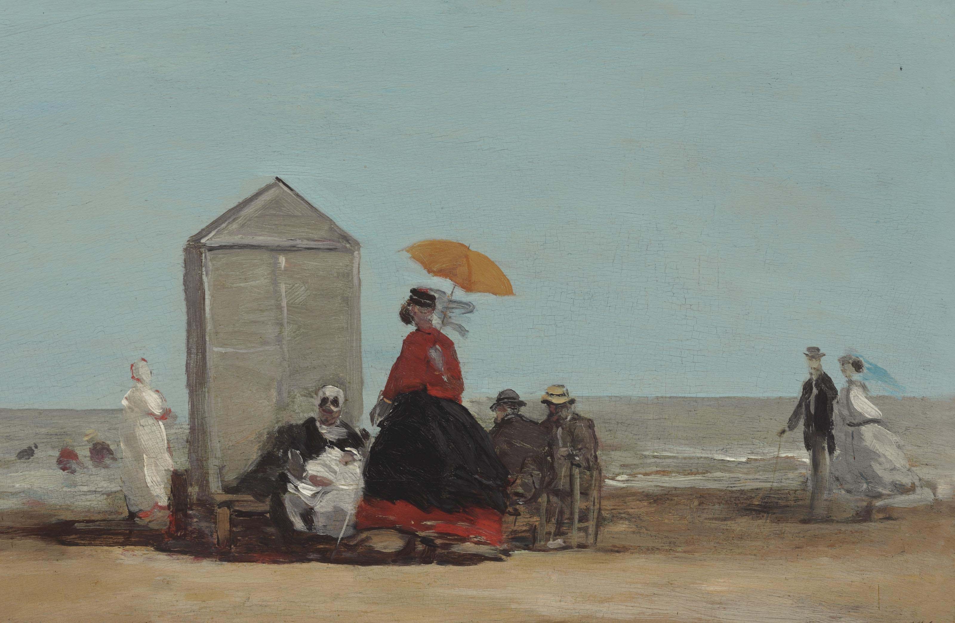 Eugene Boudin Scene on the Beach at Trouville, 1865 oil painting reproduction