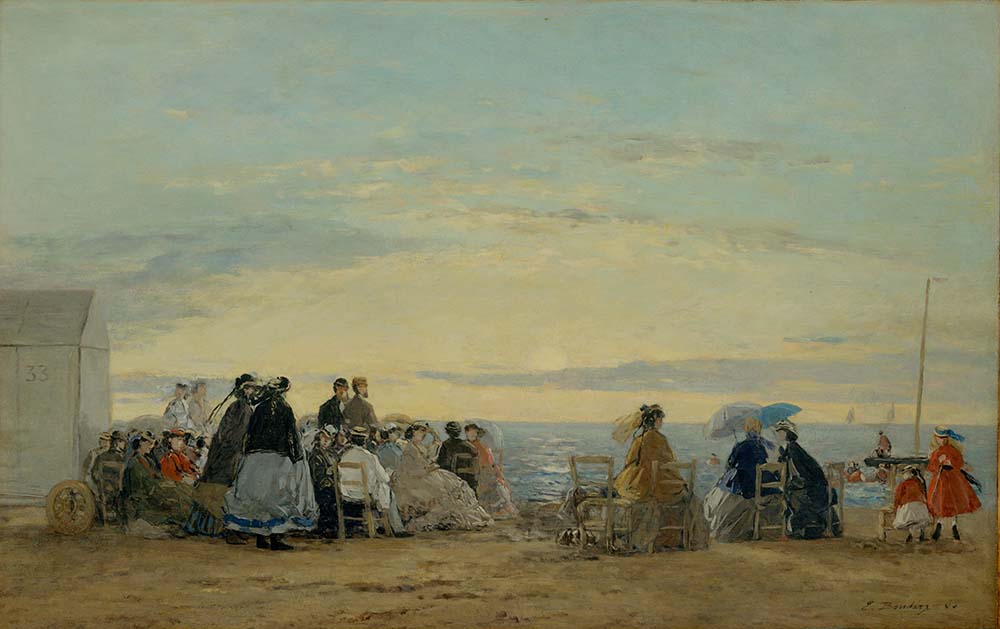 Eugene Boudin Scene on the Beach in Trouville, Sunset, 1865 oil painting reproduction