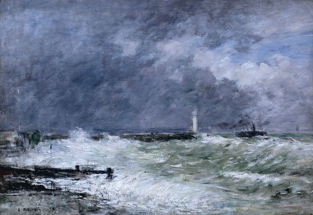 Eugene Boudin The Entrance to Havre with Jetties, Stormy Weather oil painting reproduction