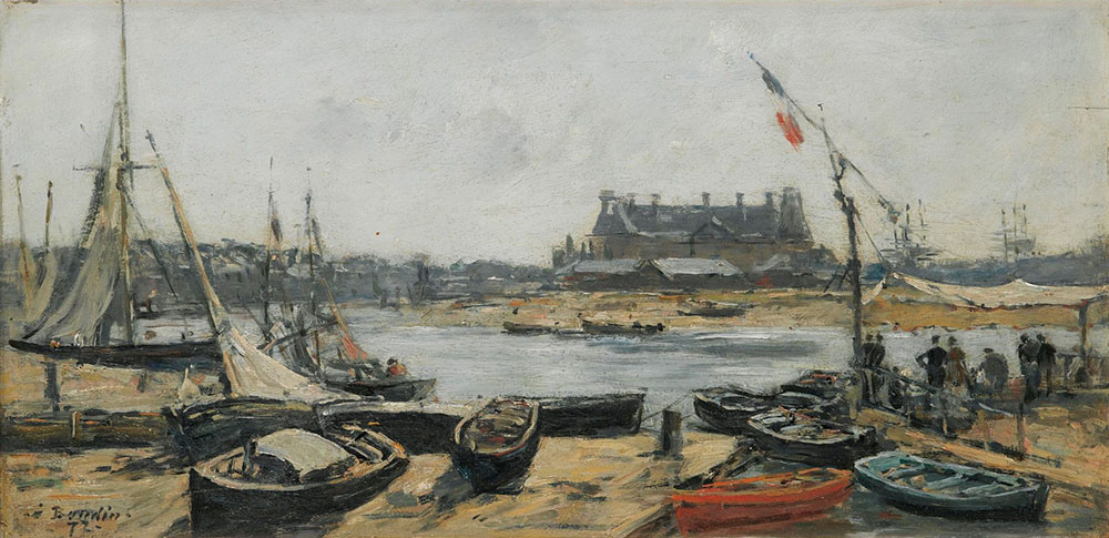 Eugene Boudin Trouville, View of Port`s Landing Stage, 1872 oil painting reproduction
