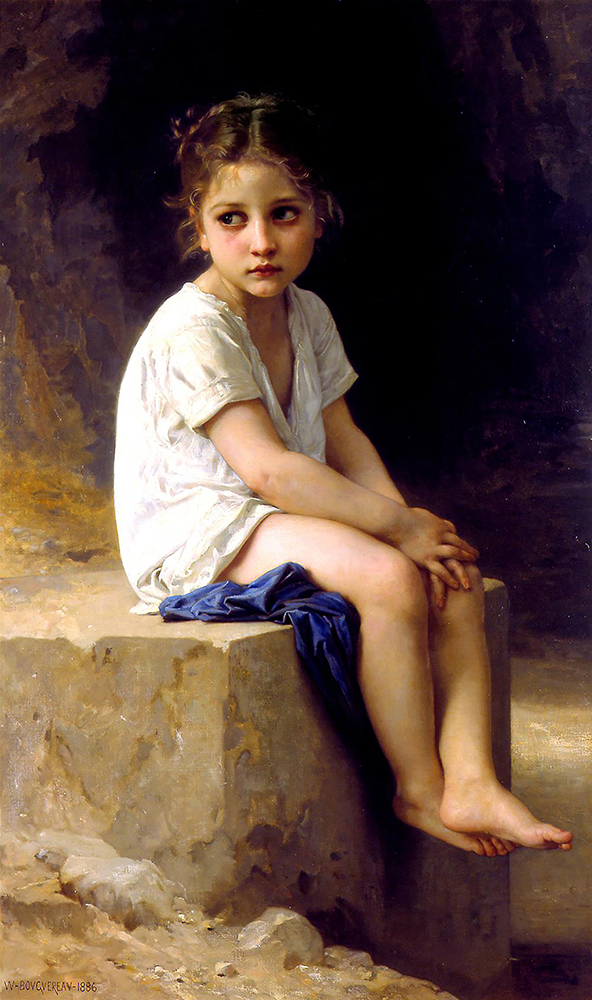 William-Adolphe Bouguereau At the Foot of the Cliff (1886) oil painting reproduction