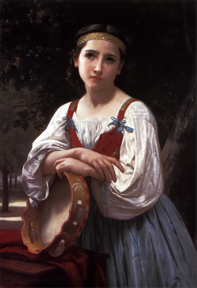William-Adolphe Bouguereau Gypsy Girl with a Basque Drum (1867) oil painting reproduction