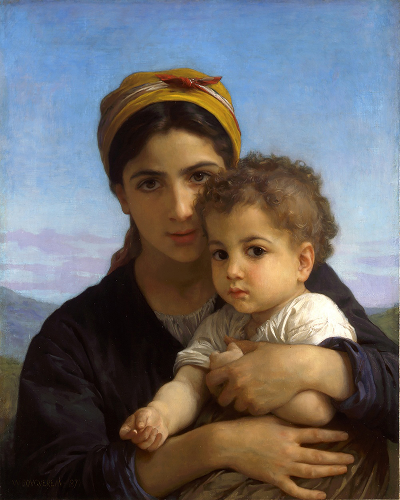 William-Adolphe Bouguereau Young Girl and Child (1877) oil painting reproduction