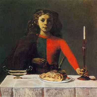 Balthus Girl in Green and Red oil painting reproduction