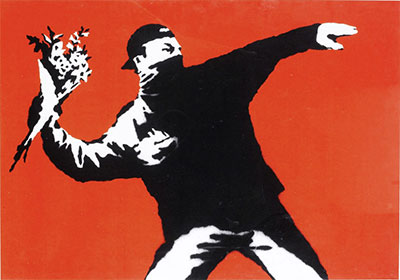 Banksy Love is in the Air (Flower Thrower) oil painting reproduction