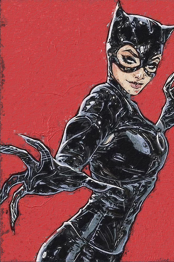 Comic Book Heroes Art - Batman - Catwoman painting for sale Bat10