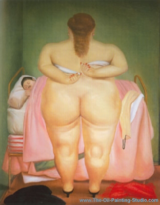 Fernando Botero Woman Putting on Her Brassiere oil painting reproduction