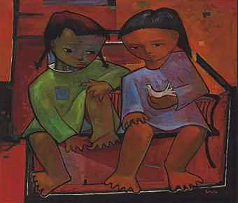 Angel Botello Ninos sentados oil painting reproduction