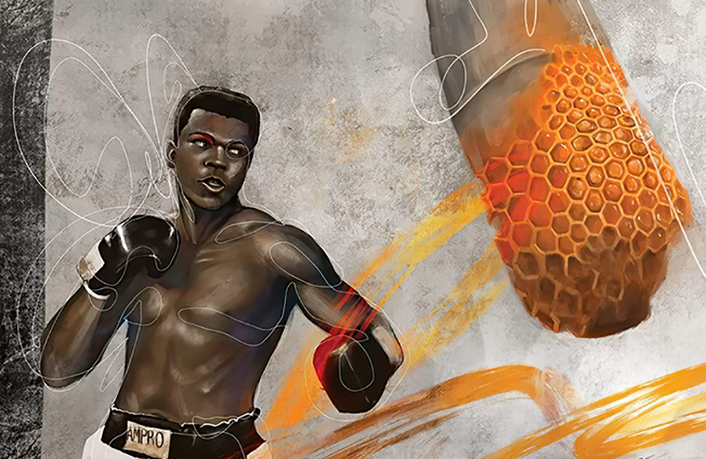 Sports Art - Boxing - Cassuis Clay Honeycomb painting for sale Box1
