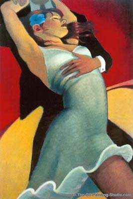 Modern Art - Dancing - Scarlet Dancer painting for sale Bra4