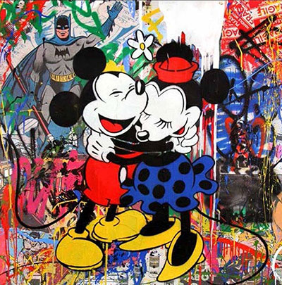 Mr. Brainwash Mickey and Minnie oil painting reproduction