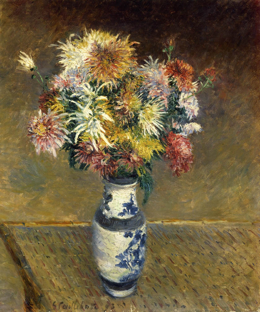 Gustave Caillebotte Chrysanthemums in a Vase - 1893  oil painting reproduction