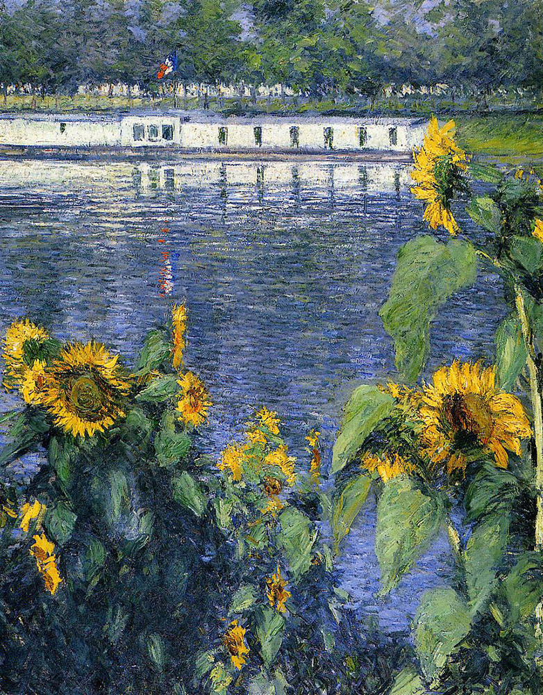 Gustave Caillebotte Sunflowers on the Banks of the Seine - 1886  oil painting reproduction
