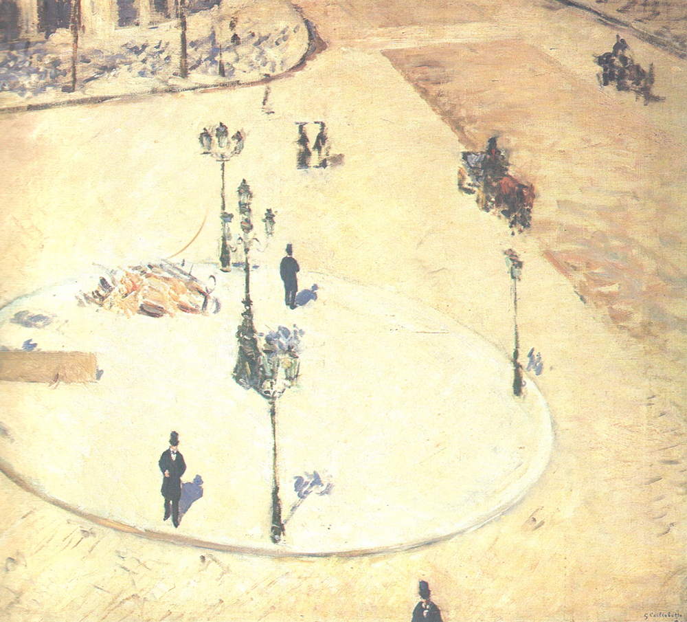 Gustave Caillebotte A Traffic Island, Boulevard Haussmann - 1880  oil painting reproduction