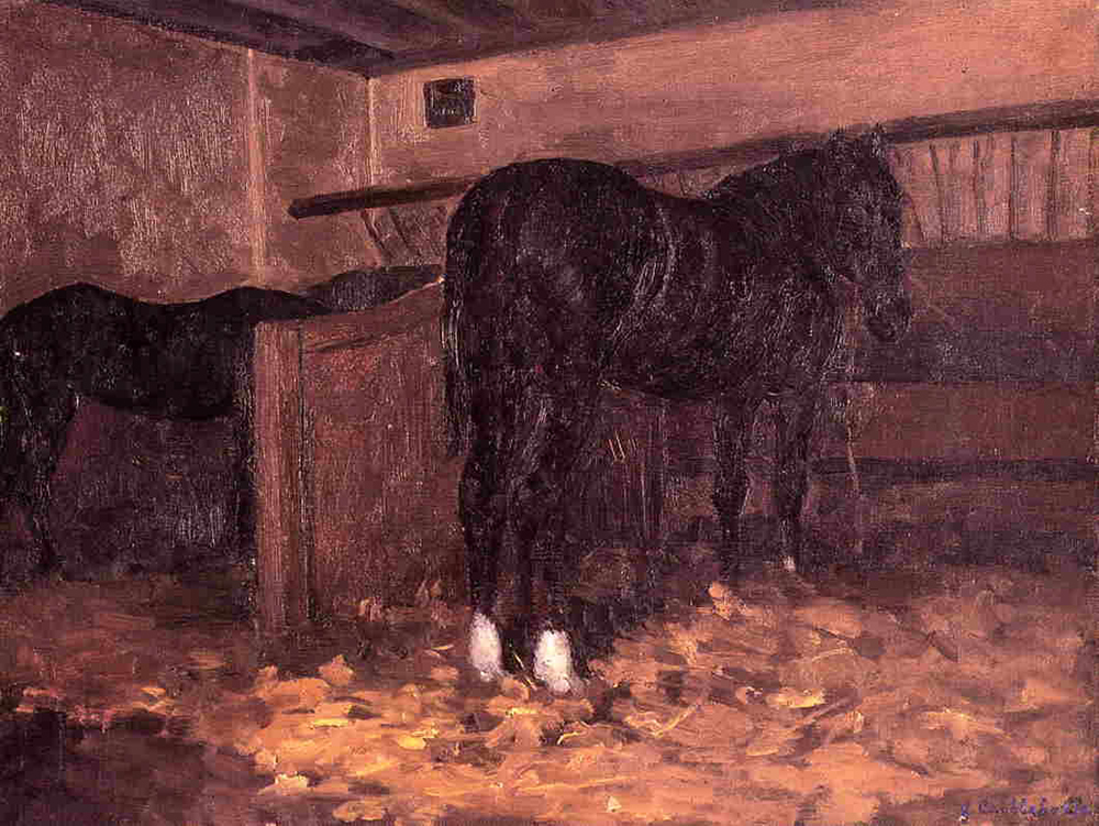 Gustave Caillebotte Horses in the Stable - 1874  oil painting reproduction