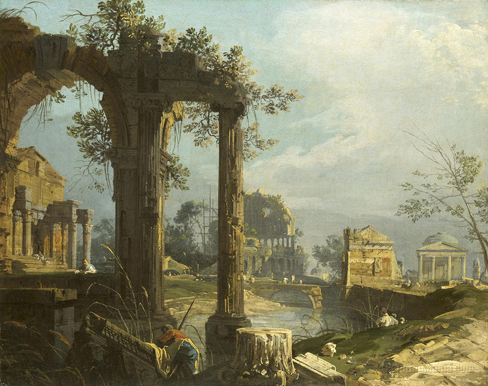 Giovanni Canaletto A Caprice View with Ruins oil painting reproduction