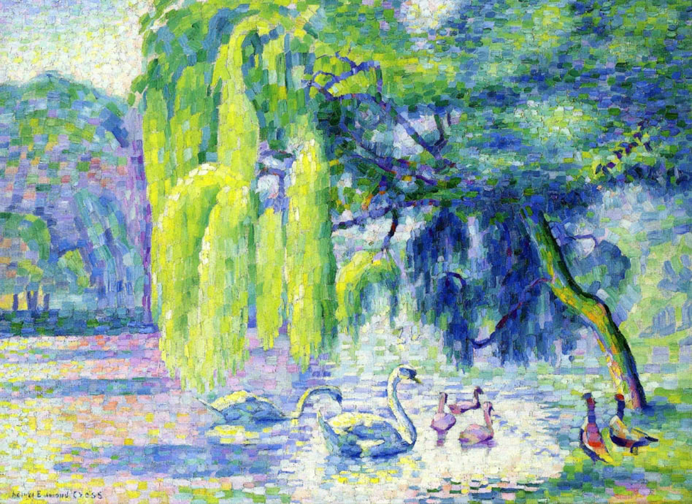 Henri-Edmond Cross Family of Swans, 1899-1800 oil painting reproduction