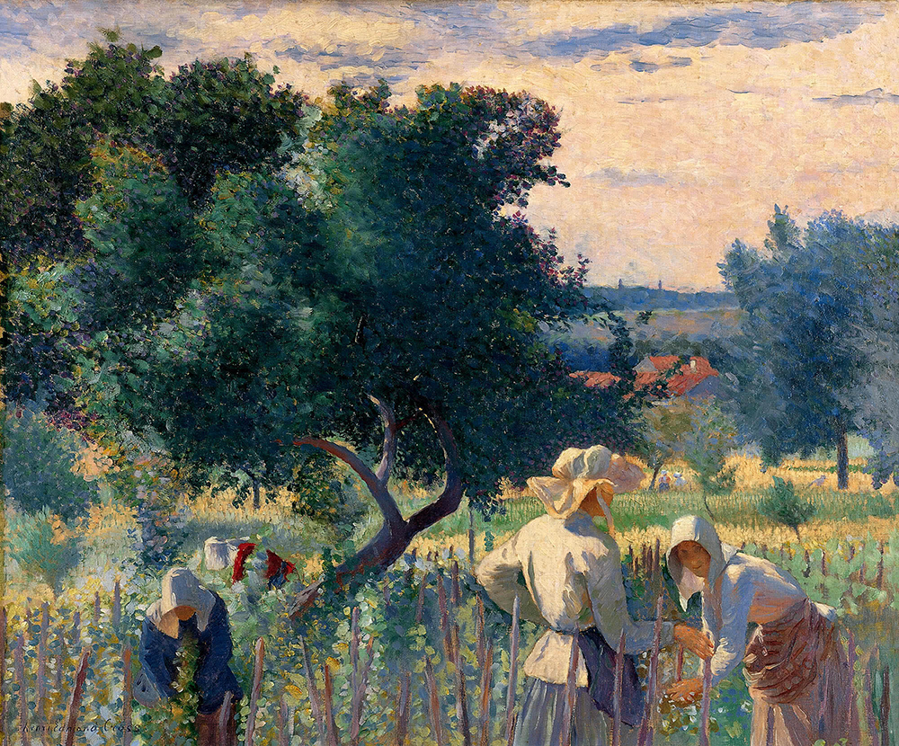 Henri-Edmond Cross WomenTying the Vine, 1890 oil painting reproduction