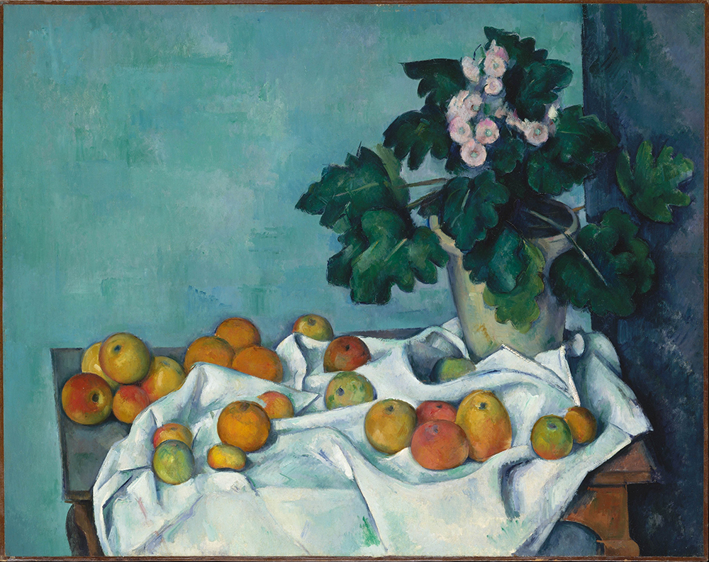 Paul Cezanne Still Life with Apples and a Pot of Primroses, 1890 oil painting reproduction