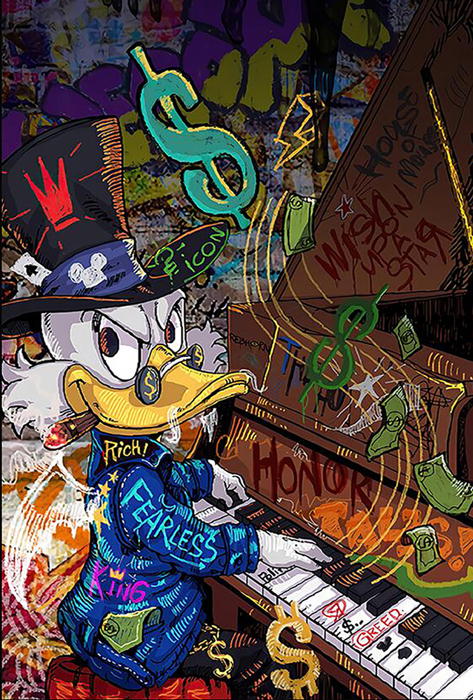 Comic Book Heroes Art - Scrooge McDuck - Scrooge McDuck Piano painting for sale Duck4