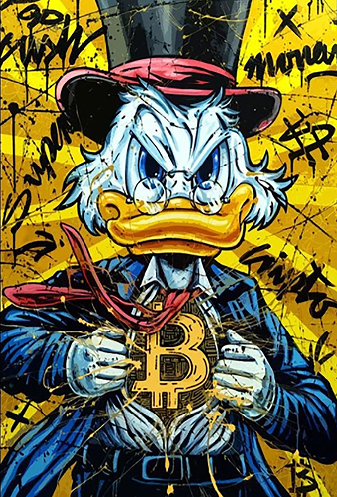 Comic Book Heroes Art - Scrooge McDuck - Scrooge McDuck Bitcoin painting for sale Duck9