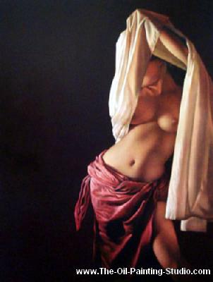 Erotic Art - White Shawl painting for sale Ero20