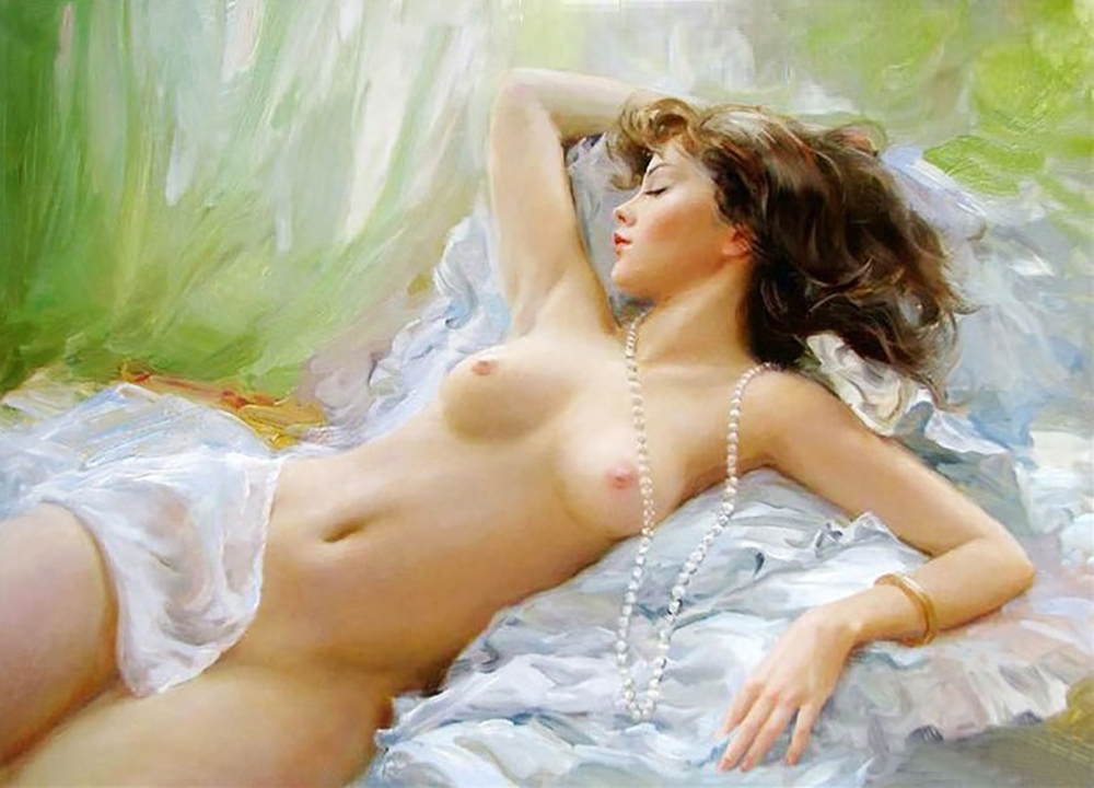 Erotic Art - Nude on the Bed painting for sale Ero52