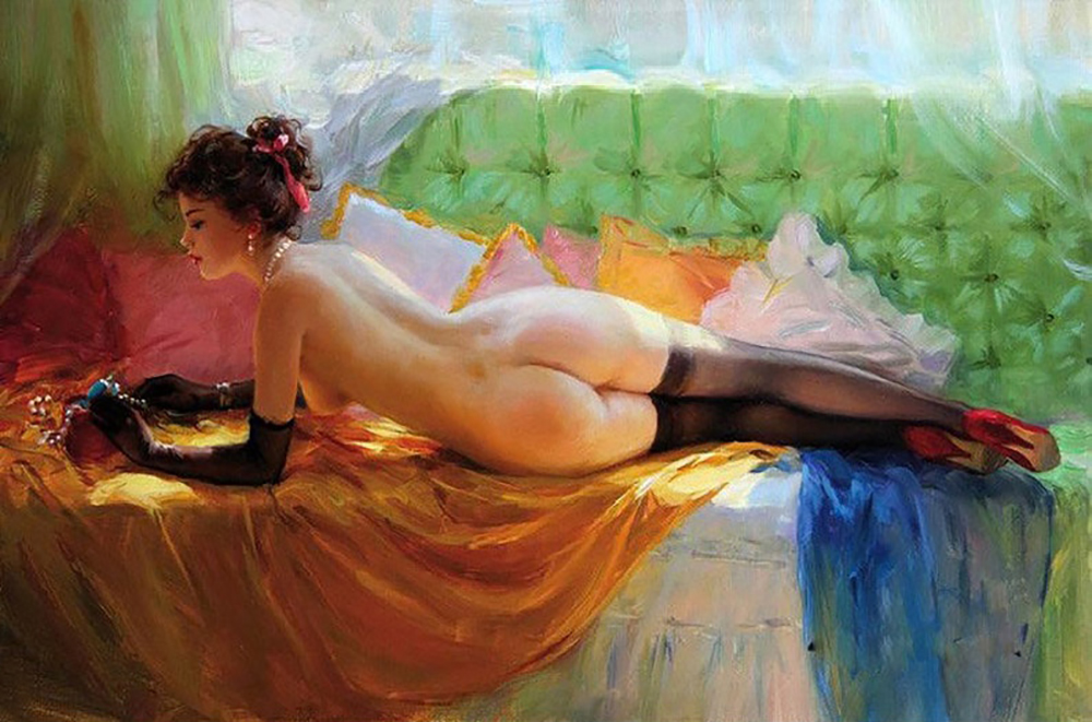 Erotic Art - Nude on the Sofa painting for sale Ero54