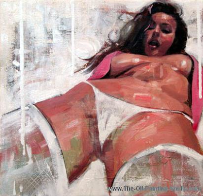 Erotic Art - Pinup - White Stockings painting for sale Ero9