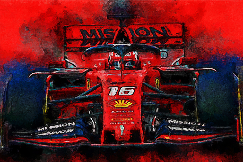 Sports Art - Motor Racing - Charles Leclerc painting for sale F1racing2